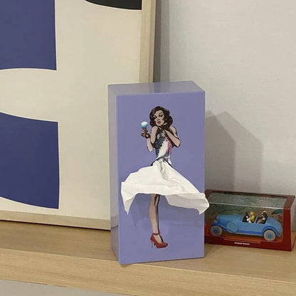 Animated Skirt Motion Tissue Box Holder with Weighted Base