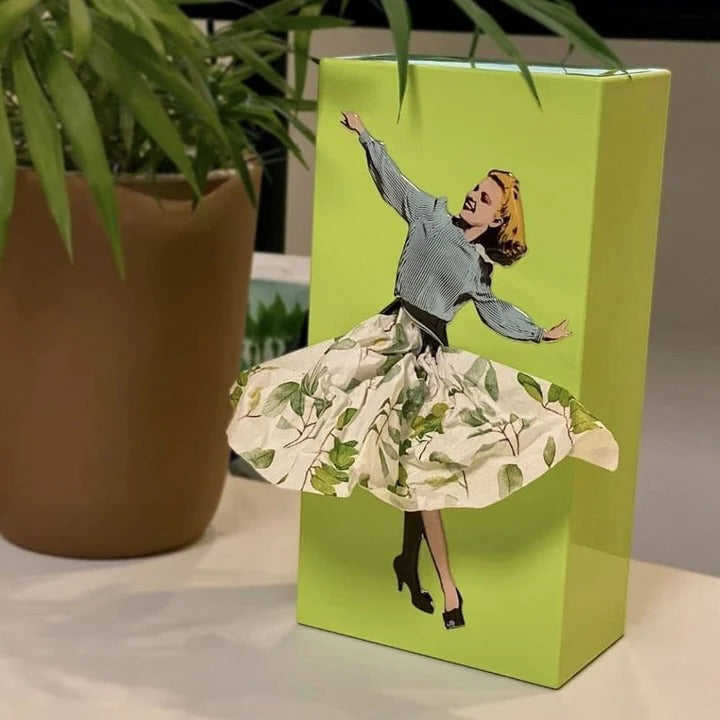 Animated Skirt Motion Tissue Box Holder with Weighted Base
