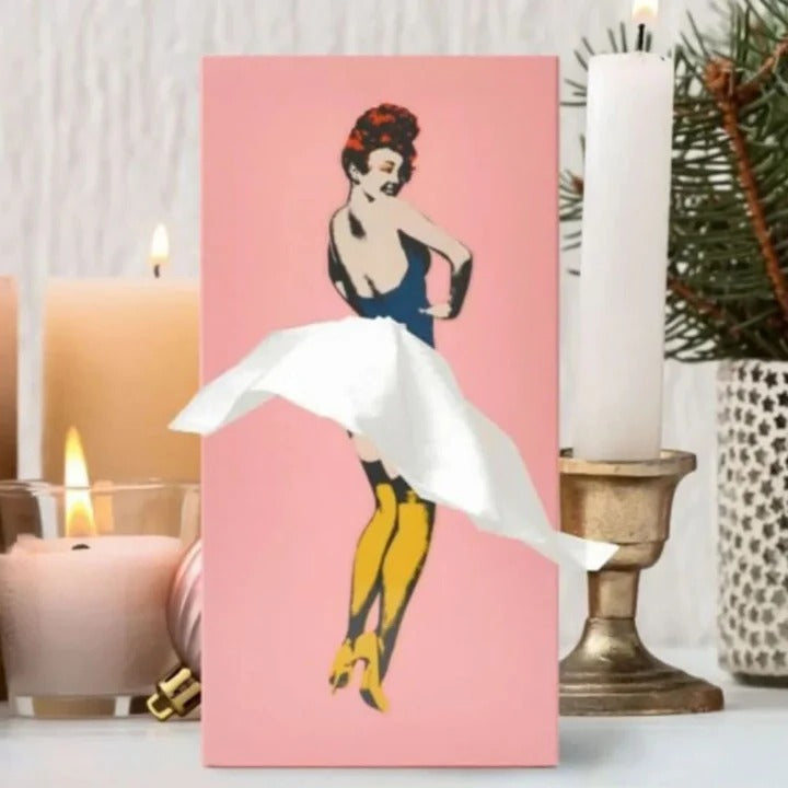 Animated Skirt Motion Tissue Box Holder with Weighted Base