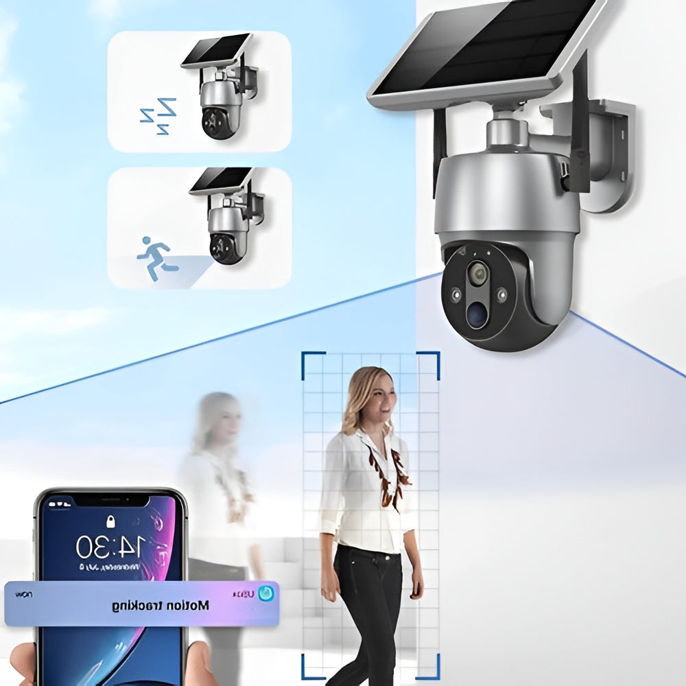 Solar-Powered Outdoor Camera with 355° Rotation and 1080P Night Vision