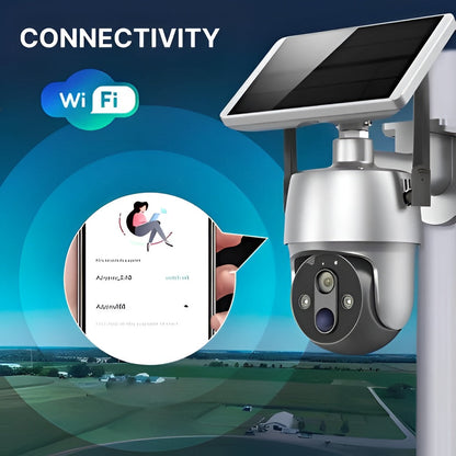 Solar-Powered Outdoor Camera with 355° Rotation and 1080P Night Vision