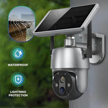 Solar-Powered Outdoor Camera with 355° Rotation and 1080P Night Vision