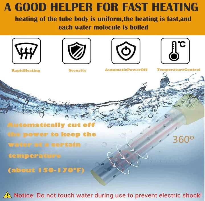 Portable Electric Water Heater with Safety Guard and Insulated Grip, 220V Kit