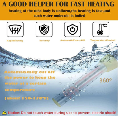 Portable Electric Water Heater with Safety Guard and Insulated Grip, 220V Kit