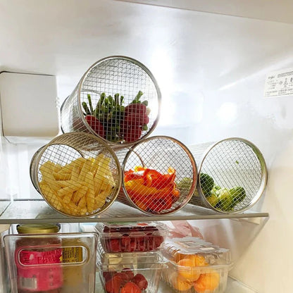 Stainless Steel Rotating Grill Basket with Easy Access Door