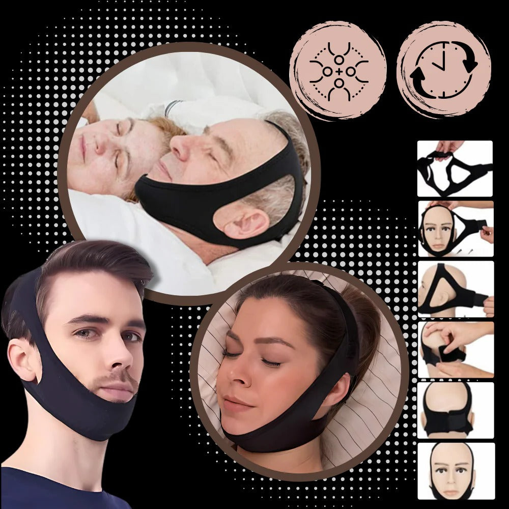 Adjustable Anti-Snoring Chin Strap for Sleep Apnea Relief – Breathable Jaw Support for Adults