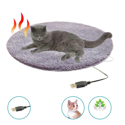 15.7-Inch Round Heated Pet Bed Mat for Cats and Dogs – Constant Temperature
