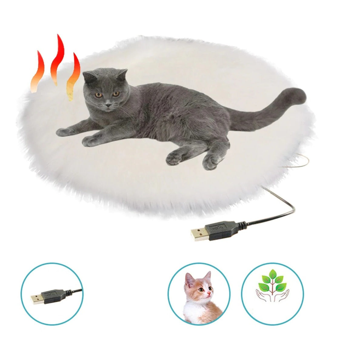 15.7-Inch Round Heated Pet Bed Mat for Cats and Dogs – Constant Temperature