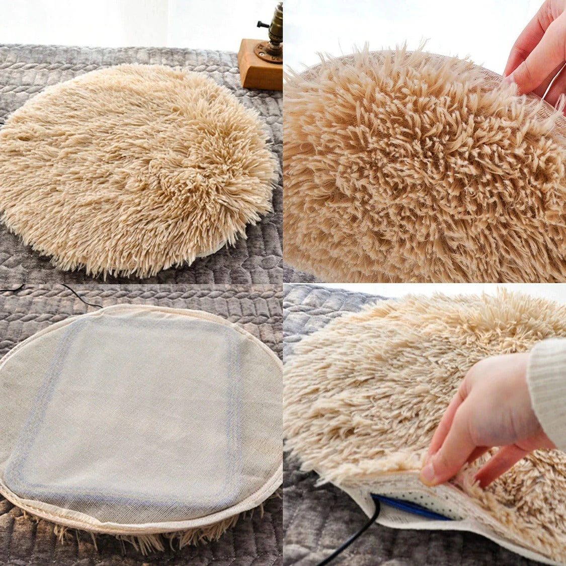 15.7-Inch Round Heated Pet Bed Mat for Cats and Dogs – Constant Temperature