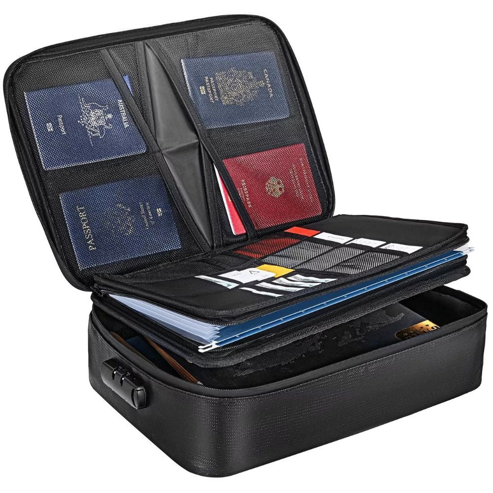 Fire-Resistant Waterproof Safe Bag for Documents and Cash, 2000°F, 3 Compartments, 14.17 x 10.63 in