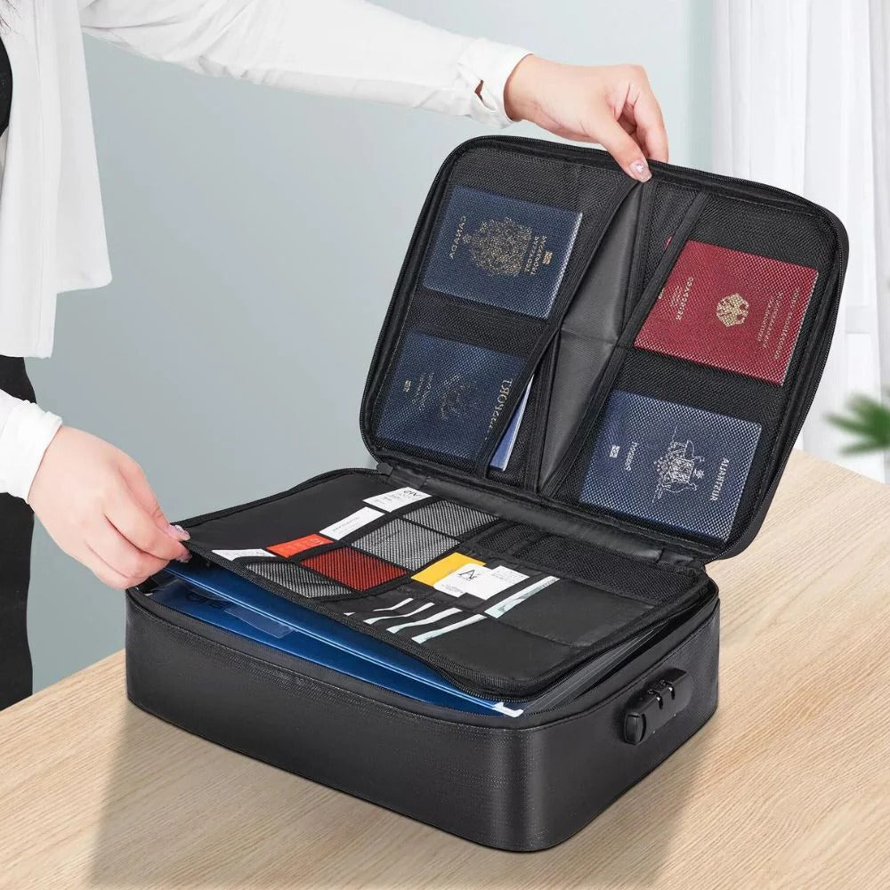 Fire-Resistant Waterproof Safe Bag for Documents and Cash, 2000°F, 3 Compartments, 14.17 x 10.63 in