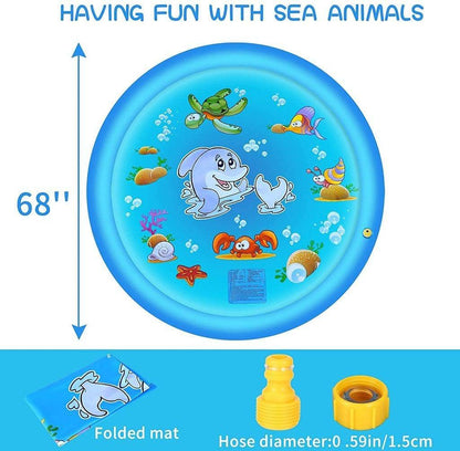 68-Inch Water Play Mat with Adjustable Fountain and Safety Edge