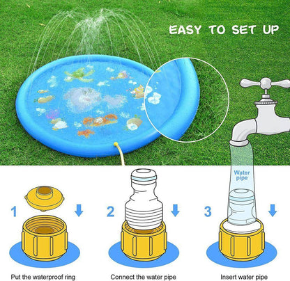 68-Inch Water Play Mat with Adjustable Fountain and Safety Edge