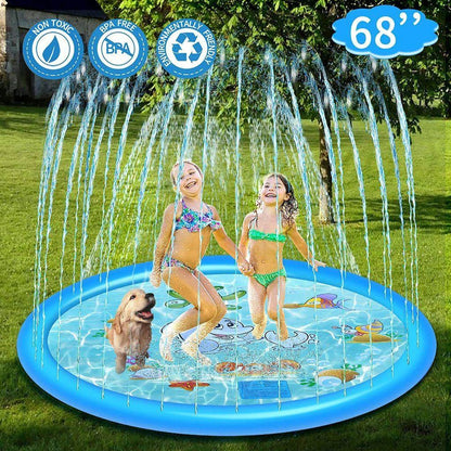 68-Inch Water Play Mat with Adjustable Fountain and Safety Edge