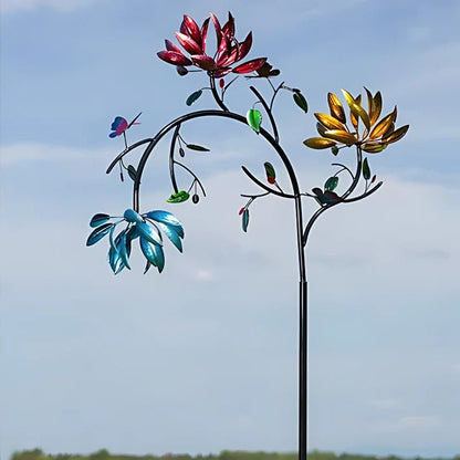 Vibrant Garden Spinner with Twirling Petals and Ground Stake