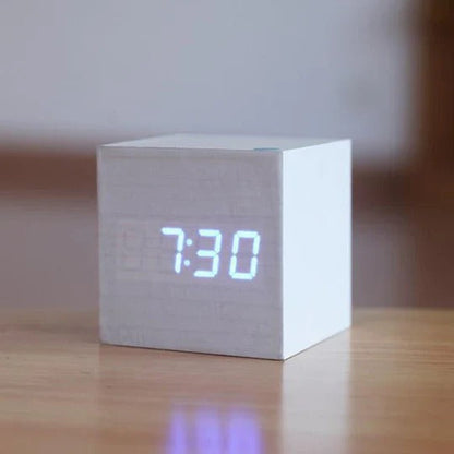 Sleek Wooden-Look Digital Clock with Concealed LED Display