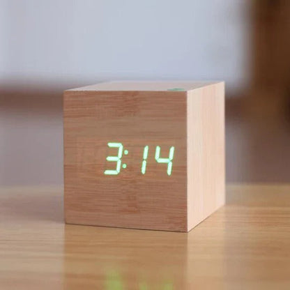 Sleek Wooden-Look Digital Clock with Concealed LED Display