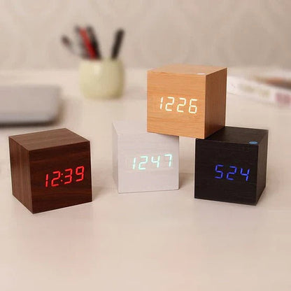 Sleek Wooden-Look Digital Clock with Concealed LED Display