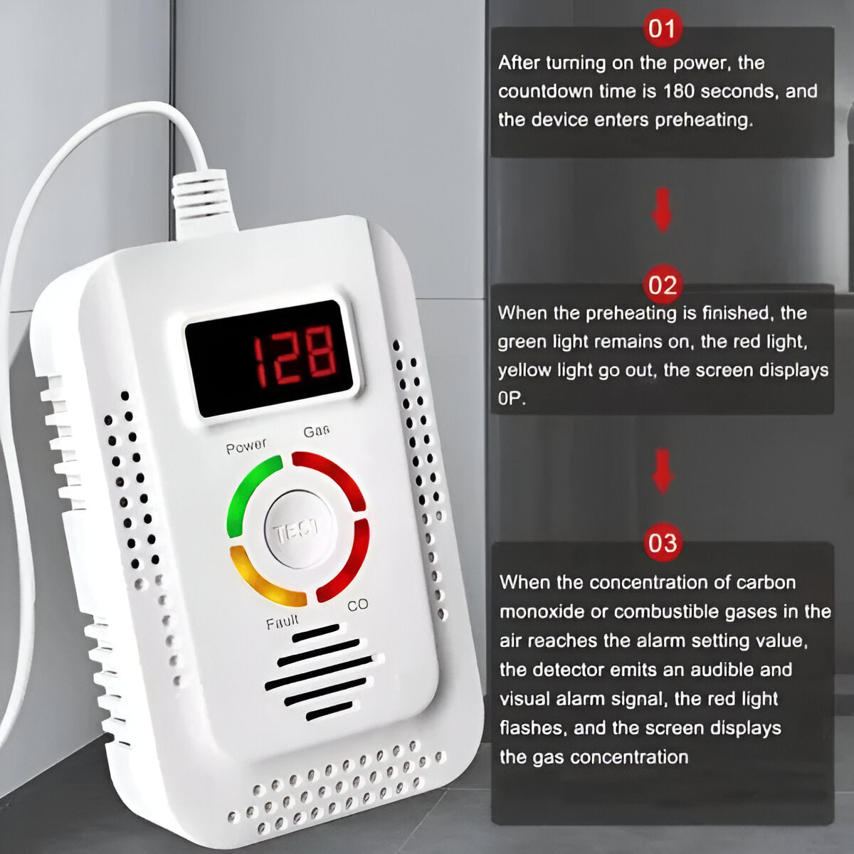 Reliable Gas and Carbon Monoxide Alert System with Display
