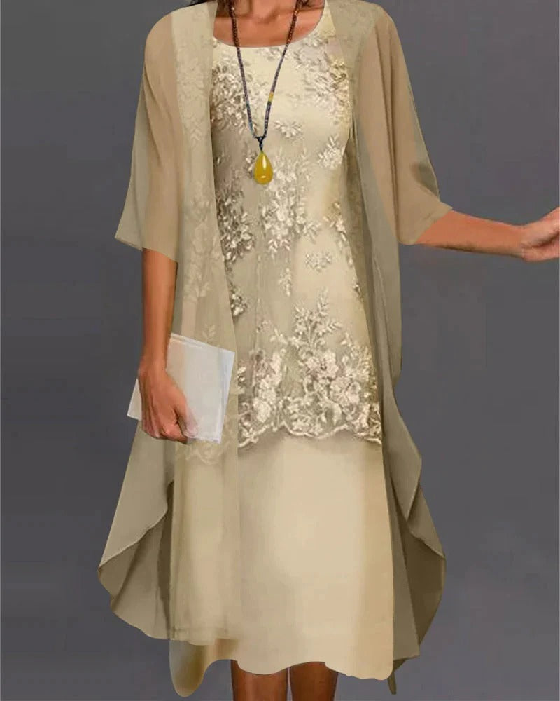 Elegant Two-Piece Layered Dress Ensemble for Special Occasions