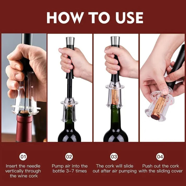 Effortless Wine Opener Kit with Air Pressure Mechanism