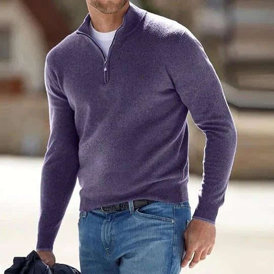 Men's Luxe Cashmere Zip-Up Sweater for All Seasons