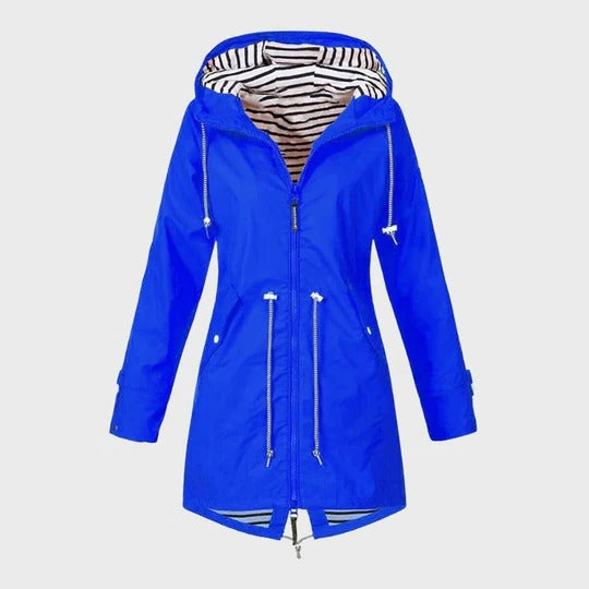 Extended Waterproof Rain Jacket with Adjustable Hood