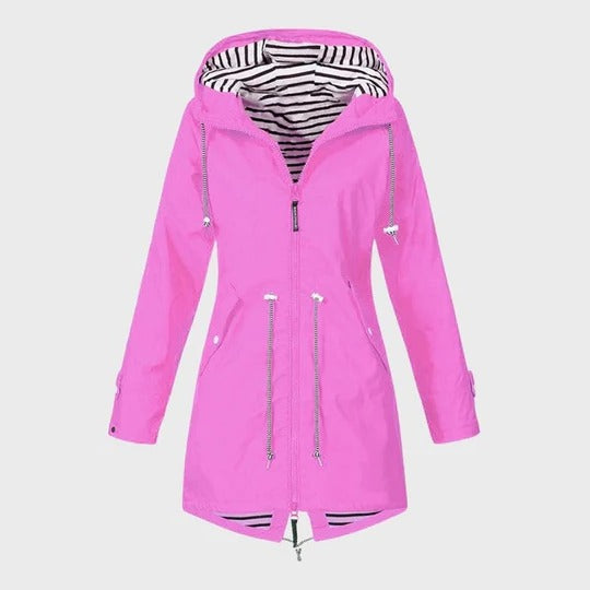 Extended Waterproof Rain Jacket with Adjustable Hood