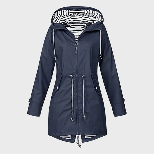 Extended Waterproof Rain Jacket with Adjustable Hood