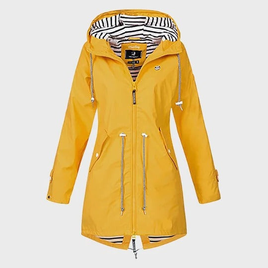 Extended Waterproof Rain Jacket with Adjustable Hood