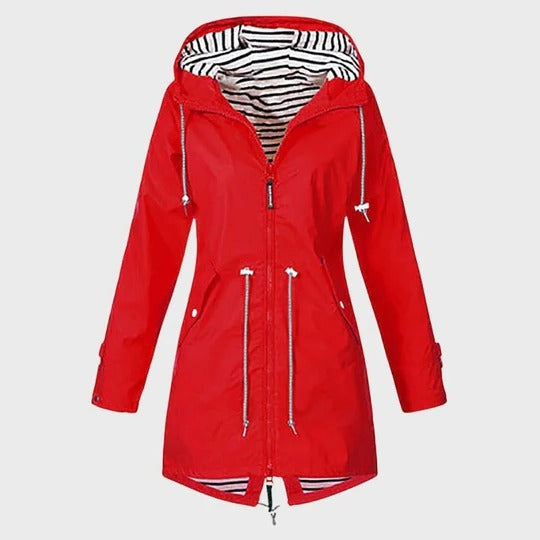 Extended Waterproof Rain Jacket with Adjustable Hood