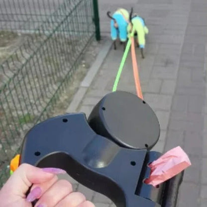 Dual Dog Leash with Safety LED Light and Tangle-Free Design