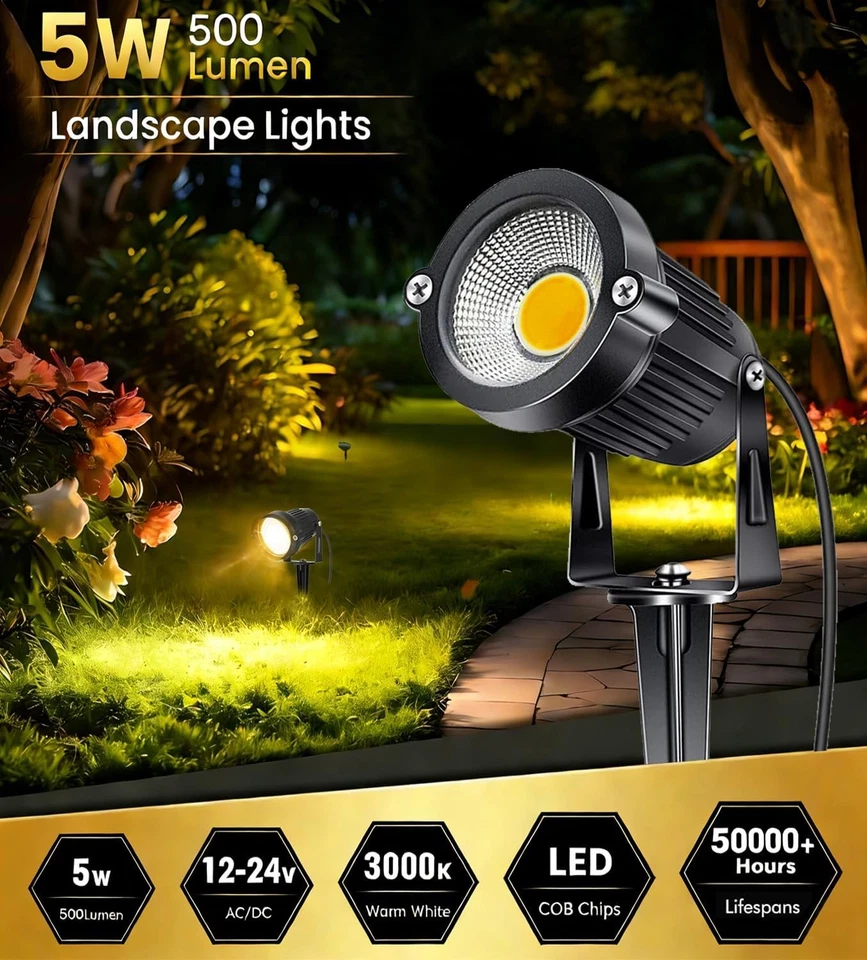 10-Pack 12V Outdoor LED Spotlights with Adjustable Heads