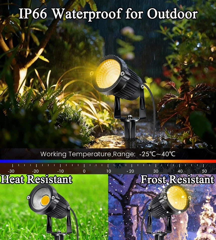 10-Pack 12V Outdoor LED Spotlights with Adjustable Heads