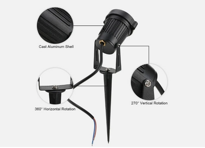 10-Pack 12V Outdoor LED Spotlights with Adjustable Heads