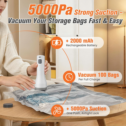 15-Piece Vacuum Storage Set with Cordless Pump and Seal Closure