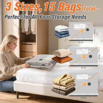 15-Piece Vacuum Storage Set with Cordless Pump and Seal Closure