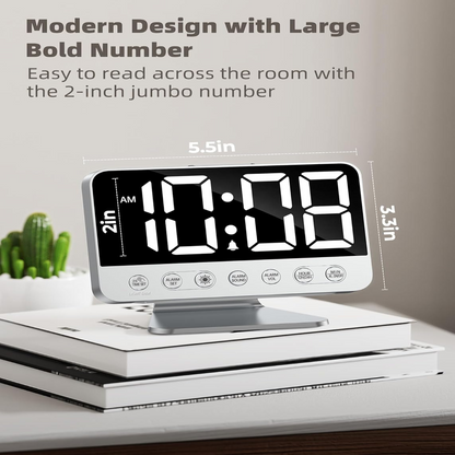 Smart Alarm Clock with Battery Backup & Integrated USB Charger
