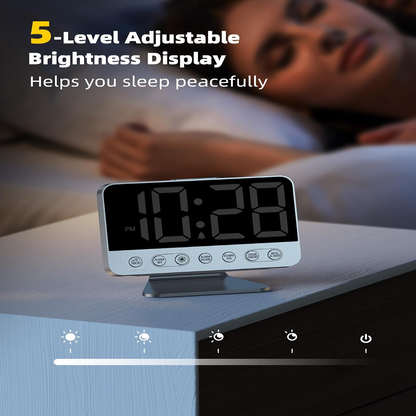 Smart Alarm Clock with Battery Backup & Integrated USB Charger