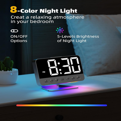 Smart Alarm Clock with Battery Backup & Integrated USB Charger