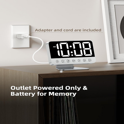 Smart Alarm Clock with Battery Backup & Integrated USB Charger