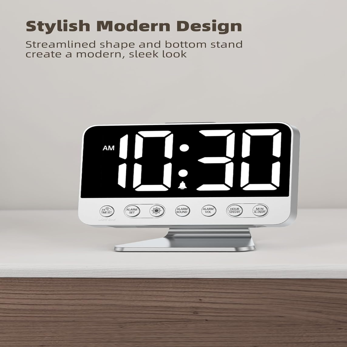 Smart Alarm Clock with Battery Backup & Integrated USB Charger