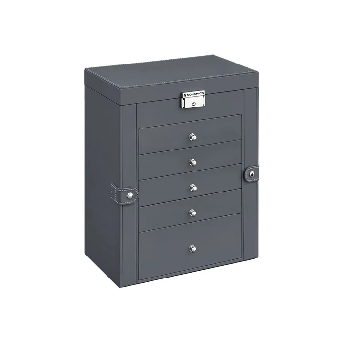 Elegant 6-Tier Jewelry Organizer with Mirror and Lock