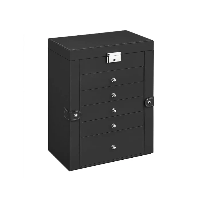 Elegant 6-Tier Jewelry Organizer with Mirror and Lock