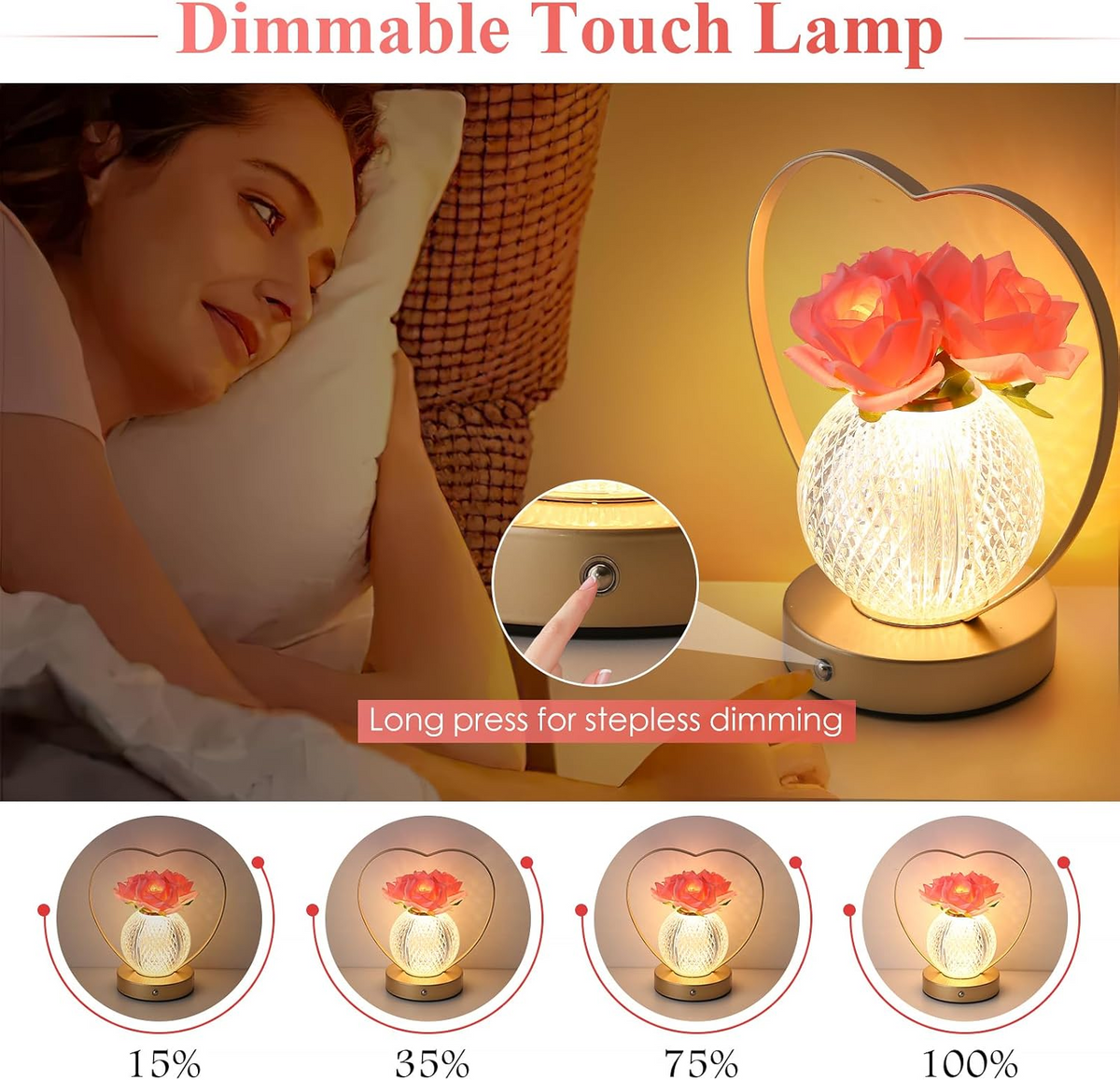 Blossom Glow Touch Lamp with Adjustable Brightness
