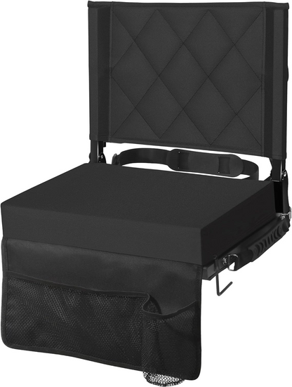 Portable Bleacher Seat with Supportive Backrest and Easy Carry Strap