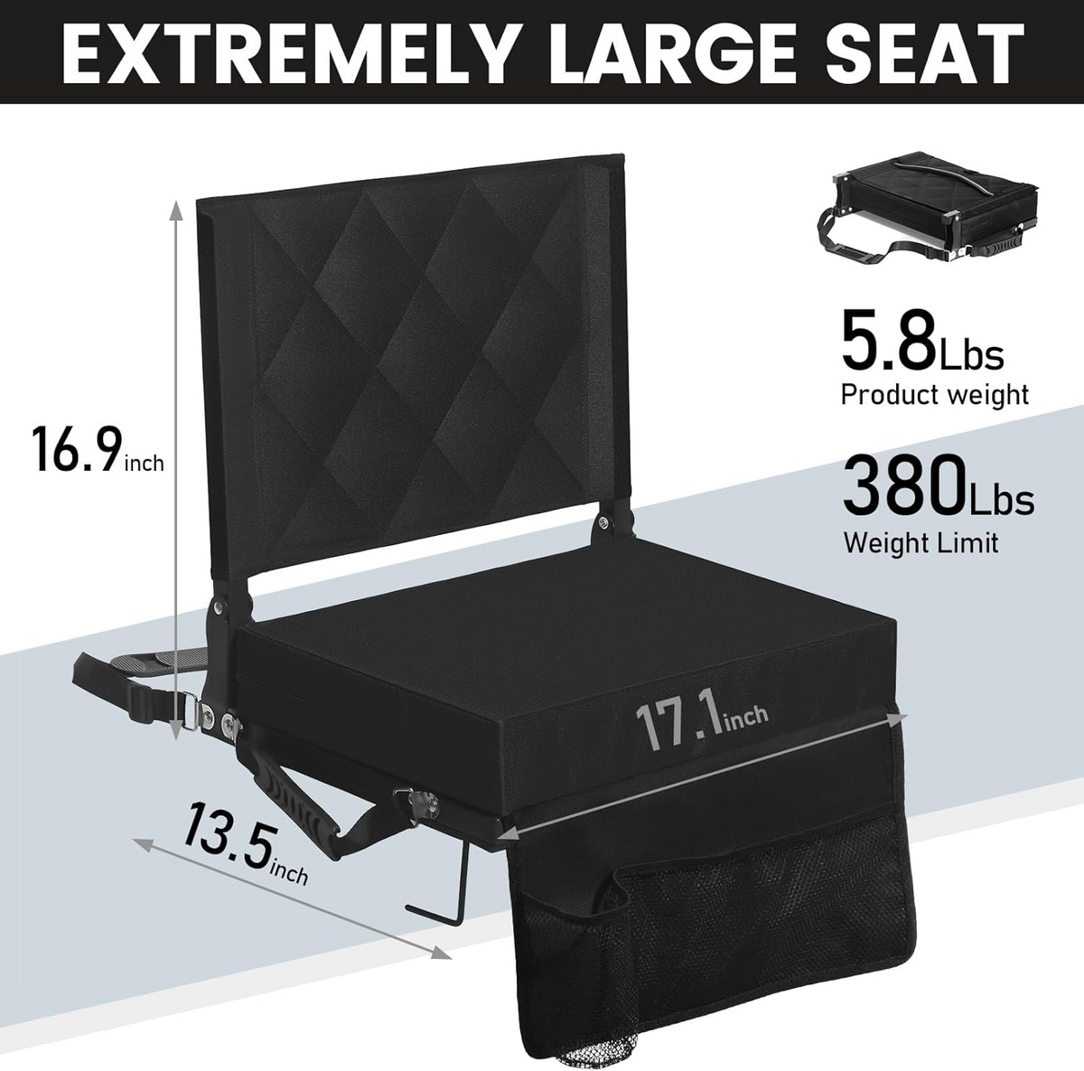 Portable Bleacher Seat with Supportive Backrest and Easy Carry Strap