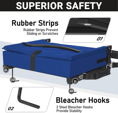 Portable Bleacher Seat with Supportive Backrest and Easy Carry Strap