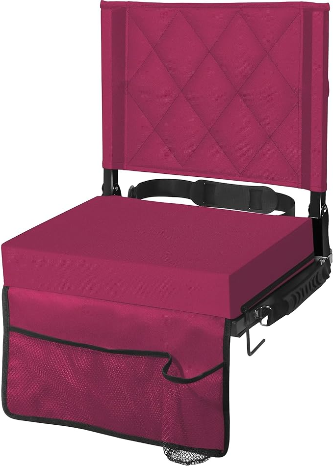 Portable Bleacher Seat with Supportive Backrest and Easy Carry Strap