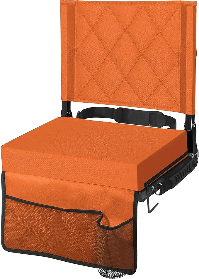 Portable Bleacher Seat with Supportive Backrest and Easy Carry Strap